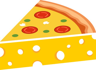 Slice pizza with cheese above
