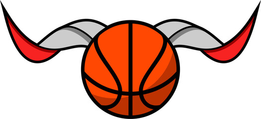 Basketball with horn behind