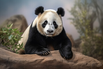 Fototapeta premium cute panda zoo animal AI generatif 