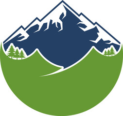 Circular shape with mountain landscape