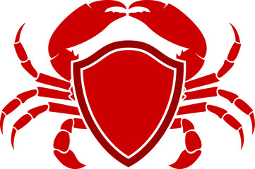 Red crab with shield inside
