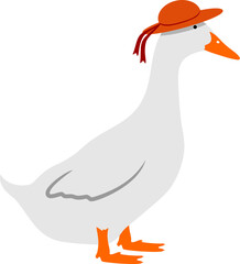 White duck with orange hat