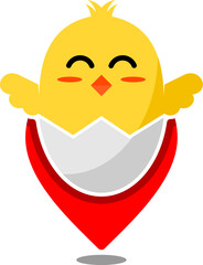 Pin location with egg and chicks