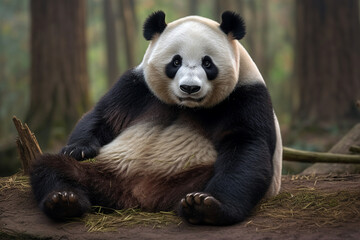 Obraz premium cute panda zoo animal AI generatif 