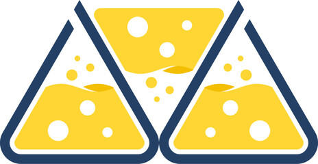 Triple triangle lab bottle with liquid