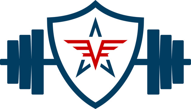 Shield with barbel and star inside
