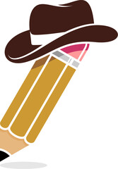 Pencil with cowboy hat on top