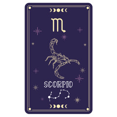 Isolated tarot card with scorpio zodiac sign Vector