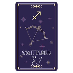Isolated tarot card with sagittarius zodiac sign Vector