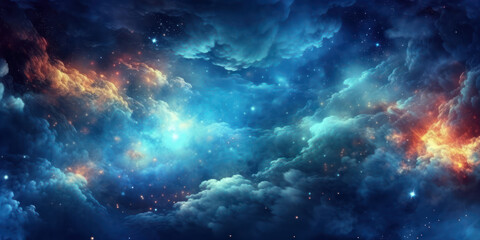 Naklejka premium Wallpaper blue and white starry night space. 