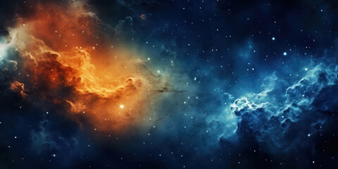 Fototapeta premium Wallpaper blue and white starry night space. 