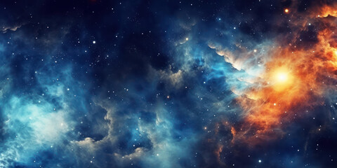 Fototapeta premium Wallpaper blue and white starry night space. 