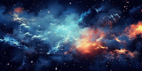 Fototapeta premium Wallpaper blue and white starry night space. 