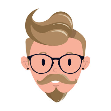 Isolated colored handsome male hipster avatar Vector