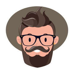 Isolated colored handsome male hipster avatar Vector