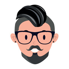 Isolated colored handsome male hipster avatar Vector