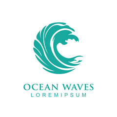 Fototapeta premium ocean wave abstract water logo, wave vector symbol