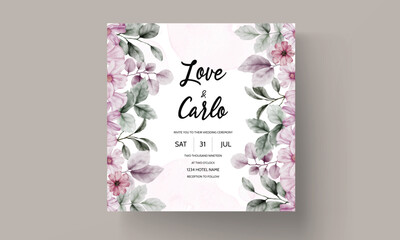 elegant wedding invitation card with vintage floral watercolor