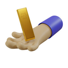 3d render of hands and gold bars. illustration concept of getting gold from gifts