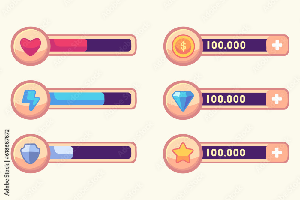 Aufkleber set of user interface gui to build 2d games
