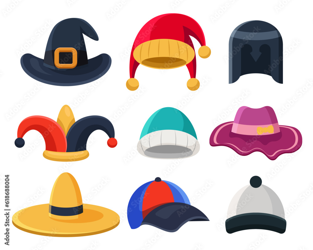Poster set of hats and headgears element