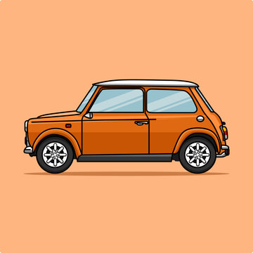 Mini cooper car vector illustration. Mini vintage car vector illustration.