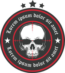 Skull head emblem logo design
