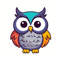 Fototapeta premium Flat art icon of an owl on a white background. Owl, nocturnal, bird. Created with Generative AI Technology. 
