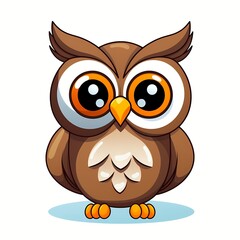 Fototapeta premium Flat art icon of an owl on a white background. Owl, nocturnal, bird. Created with Generative AI Technology. 