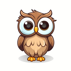 Fototapeta premium Flat art icon of an owl on a white background. Owl, nocturnal, bird. Created with Generative AI Technology. 