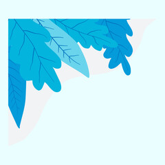 blue and white leaves frame border for stylish decoration 