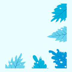 blue leaves ornament floral illustration border as decoration for winter season poster and invitation