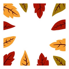 colorful autumn leaves frame border for posters and invitations.