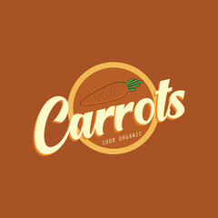 Carrots organic logo label vector template