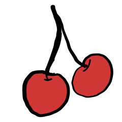 Red cherry isolated on white background