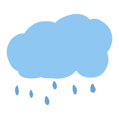 Icon blue cloud and rain