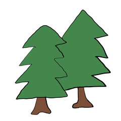 Icon green Christmas pine tree