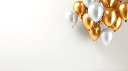An image of gold ballons illustration on white background presentation template.