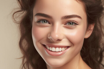 Obraz premium Portrait of beautiful smiling brunette young woman