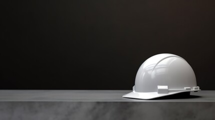 An image of white hard hat illustration on dark background for presentation template. - obrazy, fototapety, plakaty