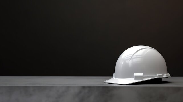 An image of white hard hat illustration on dark background for presentation template.