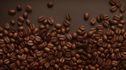 Rich Roast: Coffee Beans on Brown Background with Text Space Generative AI
