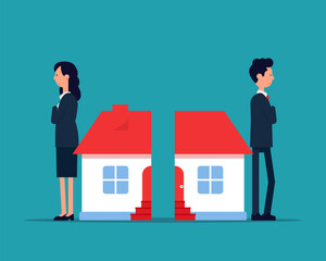 Property division. Vector illustration Home Ownership Concept