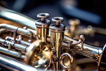 Fototapeta na wymiar Close-Up of Jazz Trumpet Valves