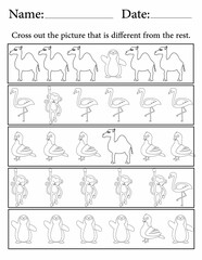 Printable Activity sheet for Kids | Activity Worksheets for Kindergarten | Find the Different Animal