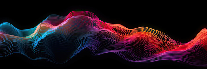 Abstract colorful wavy liquid on black background 