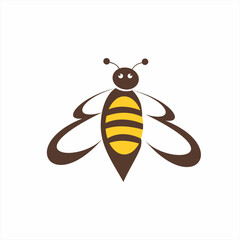 Bee logo design. Illustration of a cartoon bee with wings letter B.