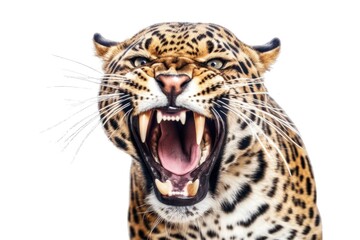 Fototapeta na wymiar Jaguar Leopard Smiling Roaring Isolated