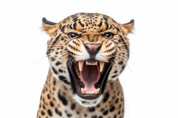 Fototapeta na wymiar Jaguar Leopard Smiling Roaring Isolated