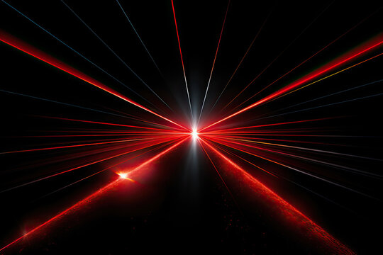 Red laser beams cutting through black background ,generated ai